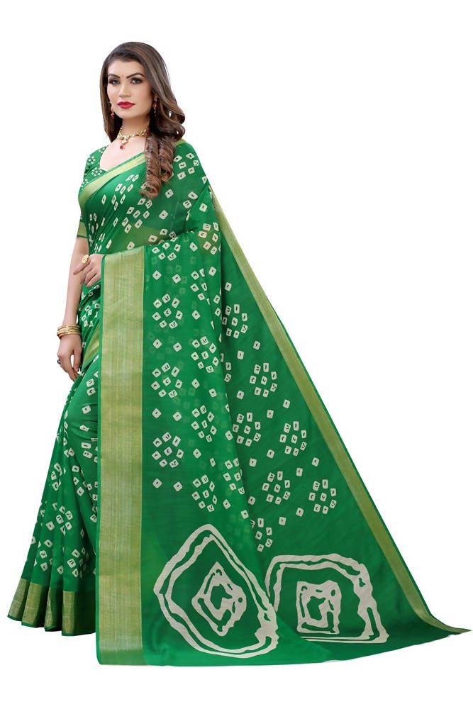 Vamika Green Linen Jari Border Saree | Grocsy
