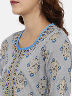 Souchii Grey & Gold Printed Straight Kurta | Grocsy