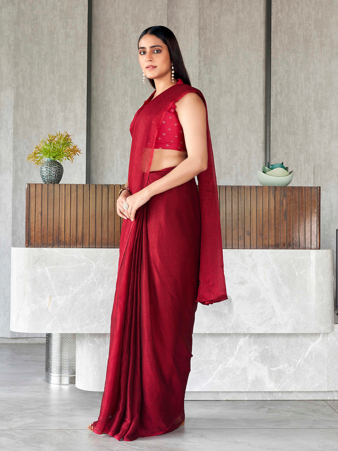 Tikhi Imli Polyester Ready to Wear Saree | Grocsy
