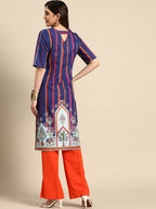 Sangria Striped & Printed Detail Kurta | Grocsy