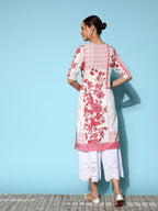Sangria Women Floral Printed Keyhole Neck Floral Kurta | Grocsy