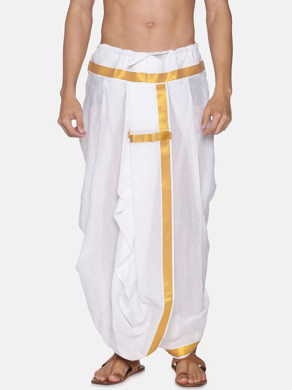 Sethukrishna Men White Readymade Cotton Dhoti | Grocsy