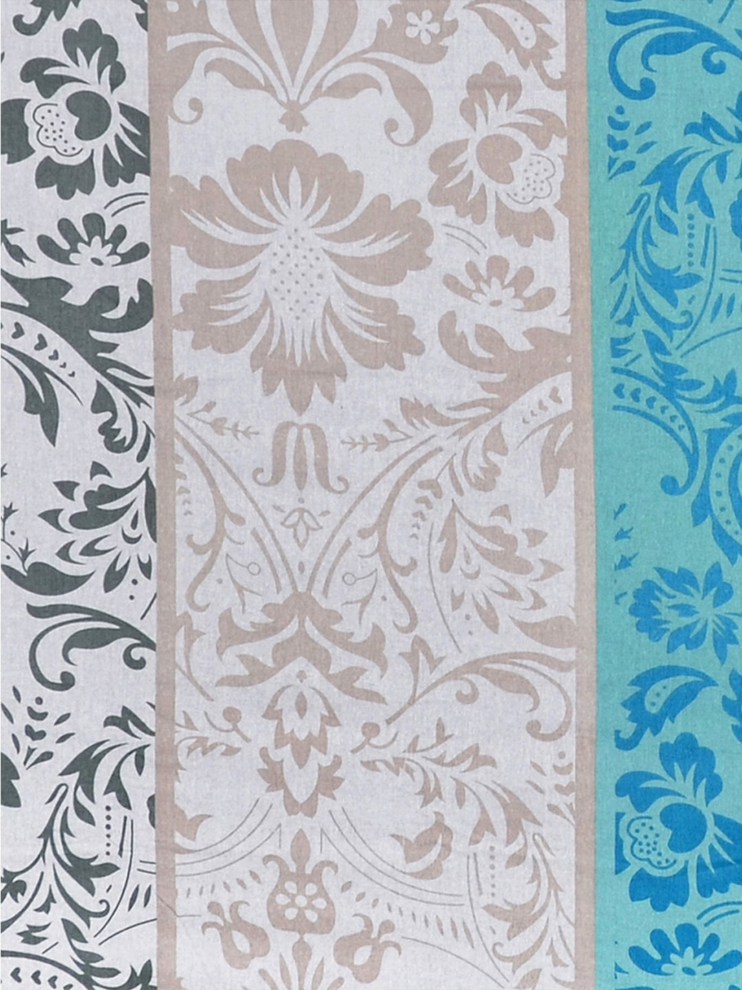 Divine Casa Blue & Grey Ethnic Motifs 120 TC Bedsheet with Pillow Covers | Grocsy