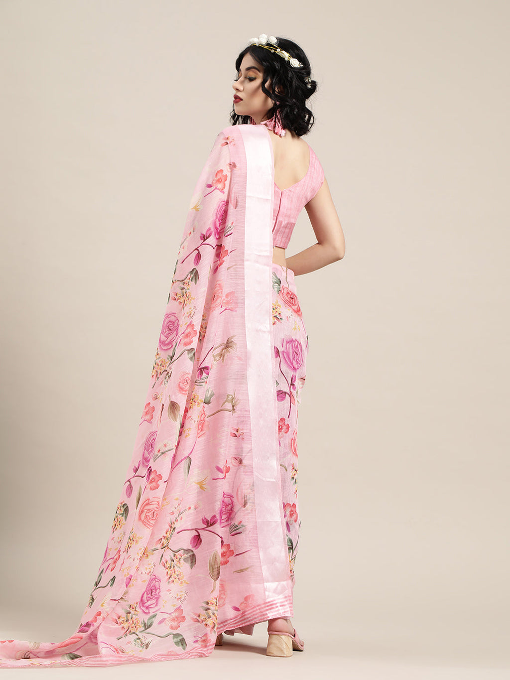 Saree Mall Pink Printed Saree | Grocsy