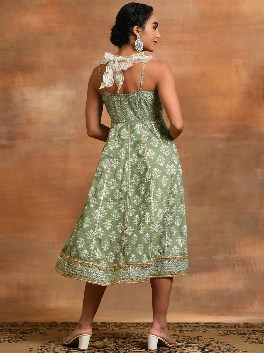 Aks Ethnic Motifs Printed Gotta Patti Pure Cotton Anarkali Kurta | Grocsy