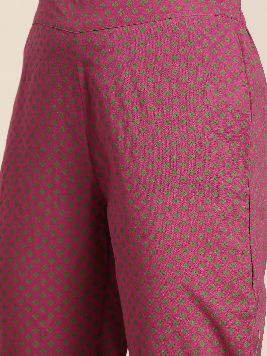 Sangria Women Purple Ethnic Motifs Printed Pure Cotton Kurta with Trousers | Grocsy