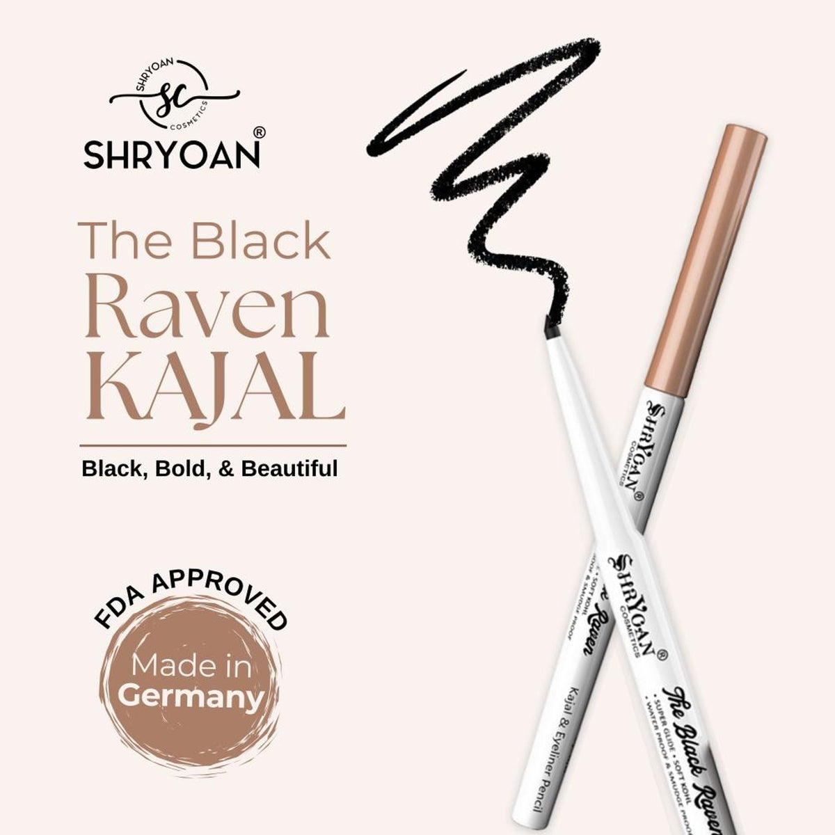 Shryoan Revolving Kajal Pencil - Black | Grocsy