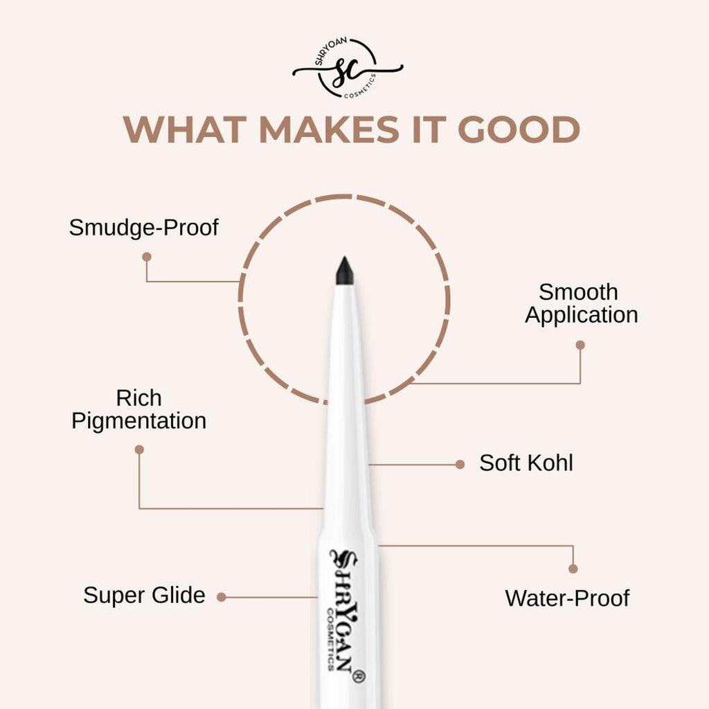 Shryoan Revolving Kajal Pencil - Black | Grocsy