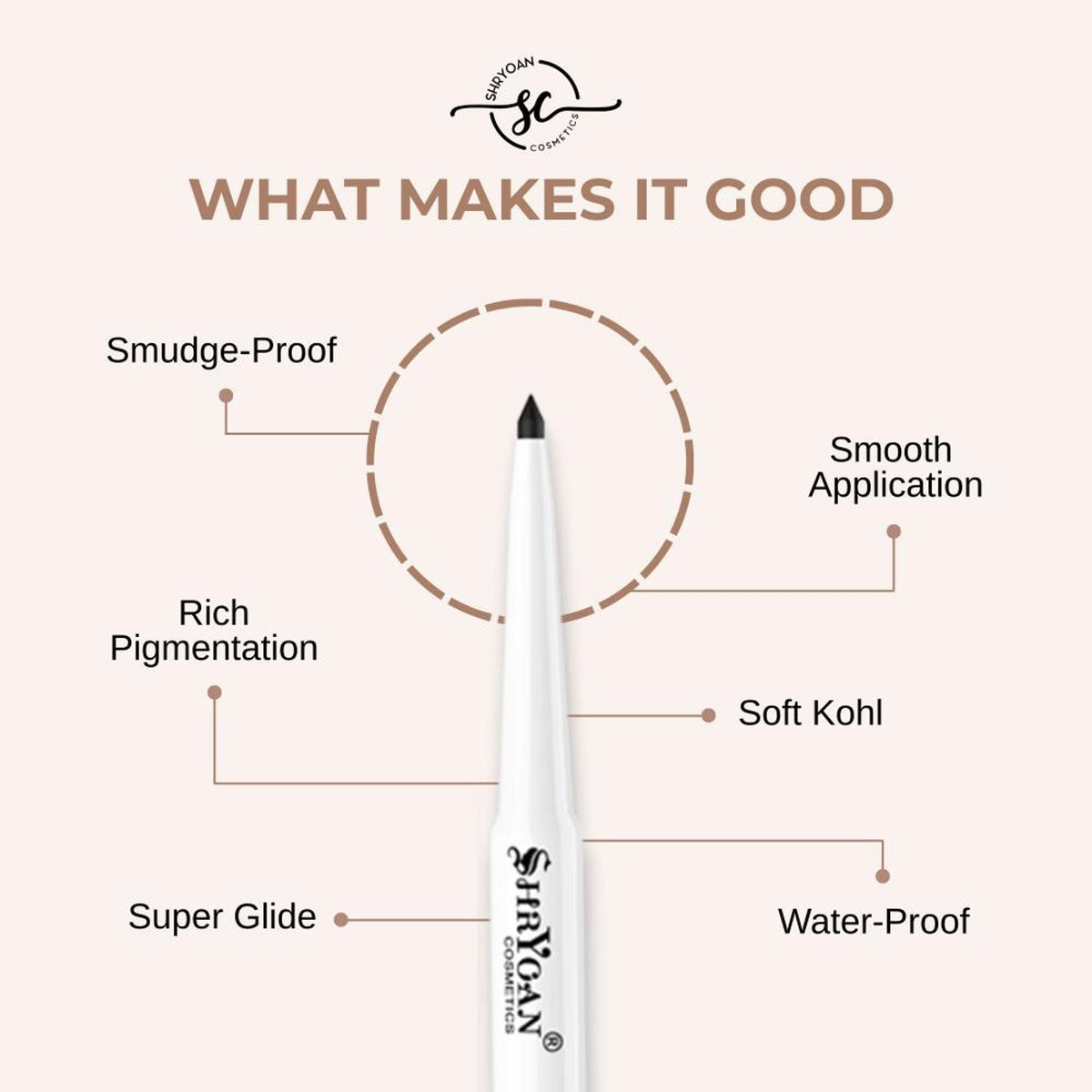 Shryoan Revolving Kajal Pencil - Black | Grocsy