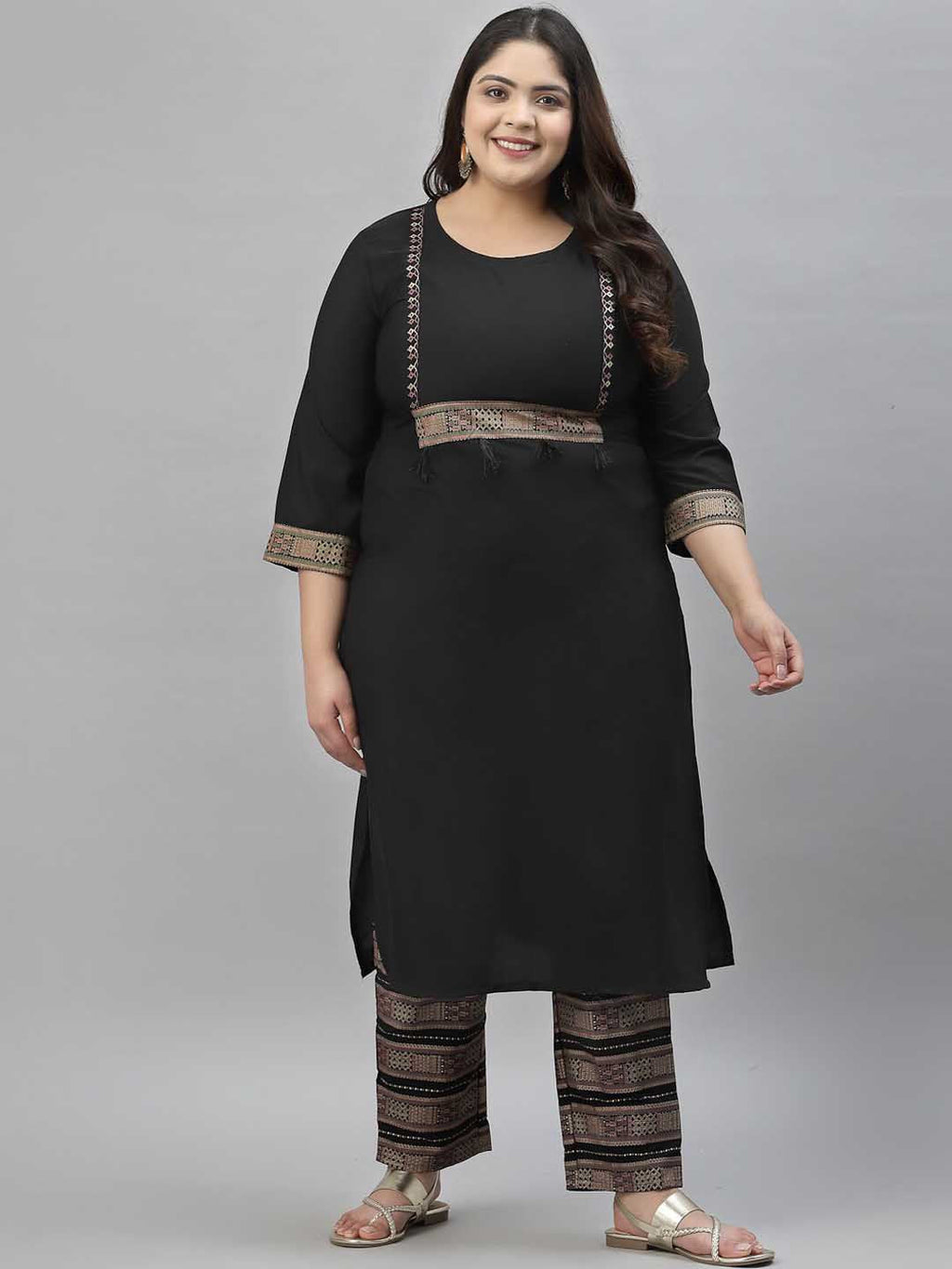 Sztori Plus Size Ethnic Motifs Printed Regular Kurta with Trousers | Grocsy
