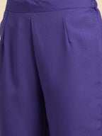Sangria Women Purple Printed Kurta with Trousers | Grocsy