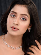 Saraf RS Jewellery Rose Gold-Polished White AD-Studded Jewellery Set | Grocsy