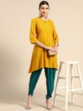 Sangria Women Mustard Yellow & Green Kurta with Dhoti Pants | Grocsy