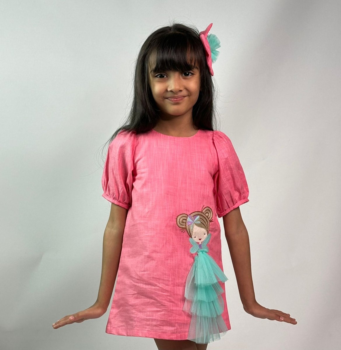ArthLife Coral Pink Doll A-Line Dress | Grocsy