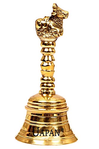 Uapan Brass Bell Pooja Bell, Nandi, Gold | Grocsy