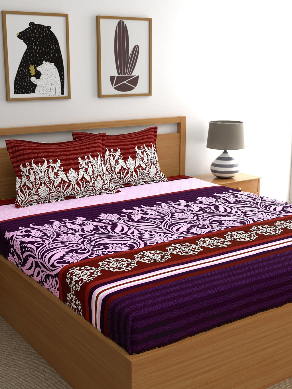 My Room Adults Ethnic Motifs 140 TC Bedsheet with Pillow Covers | Grocsy
