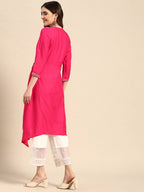 Sangria Floral Embroidered Mirror Work Kurta | Grocsy