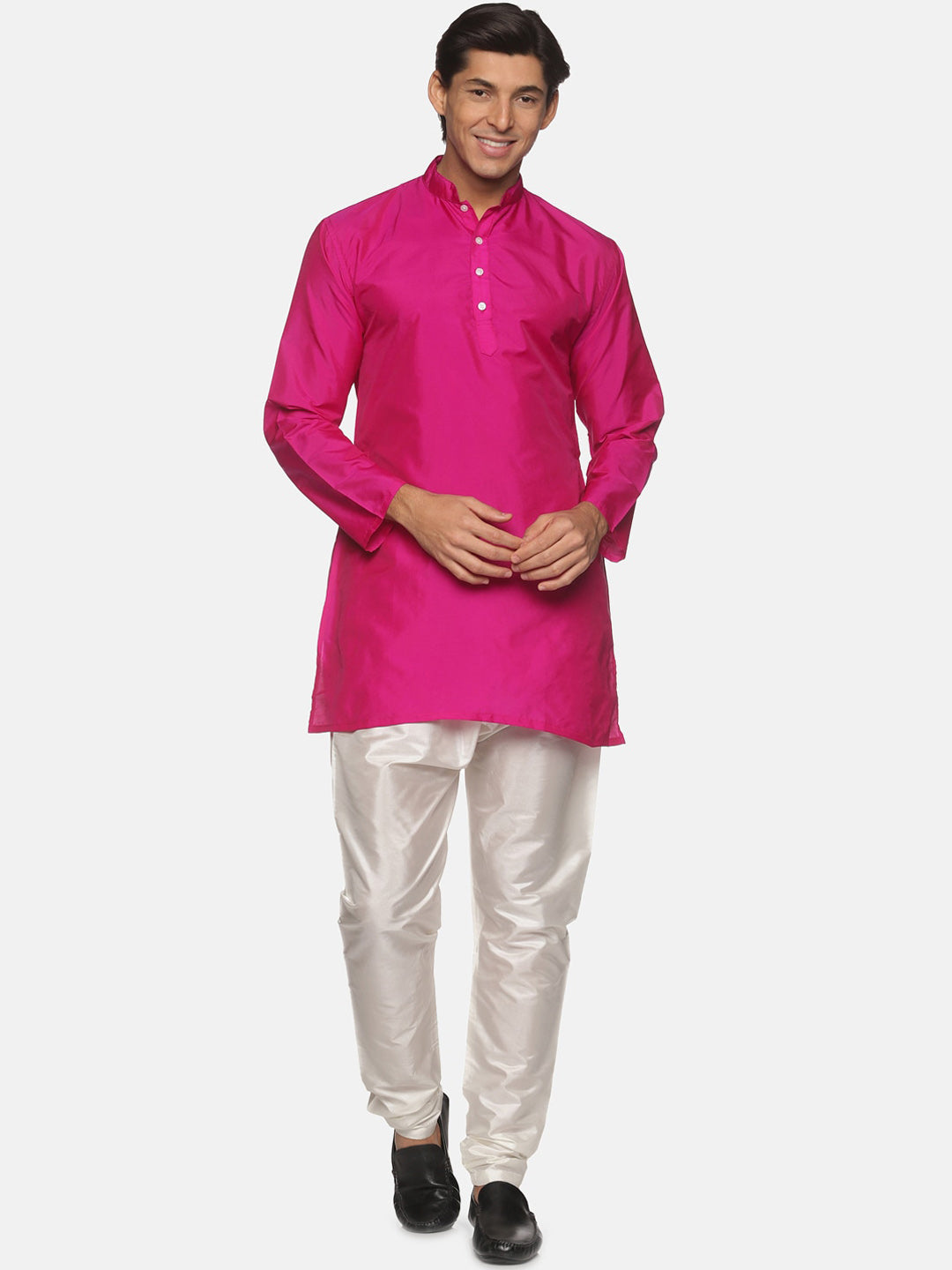 Sethukrishna Men Pink Solid Kurta with Pyjamas | Grocsy