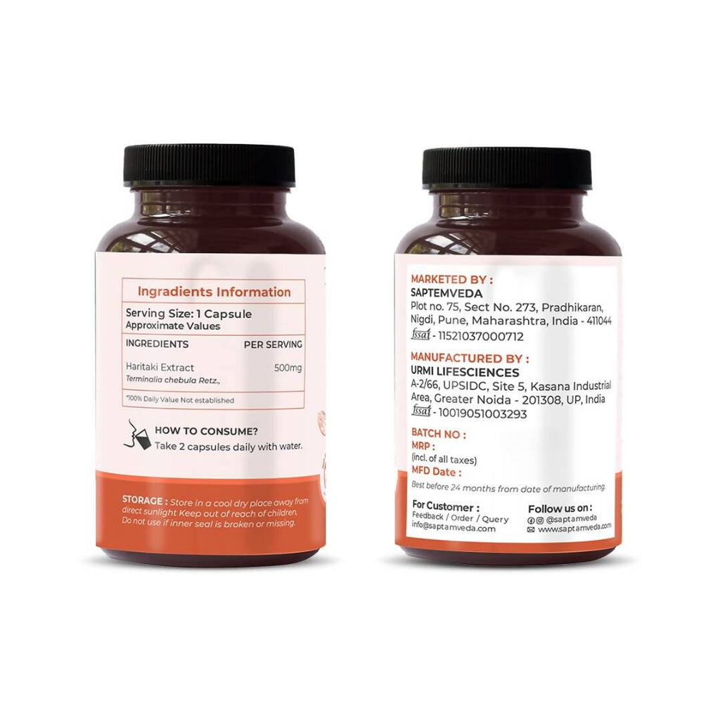 Saptamveda Natural Haritaki Capsules | Grocsy