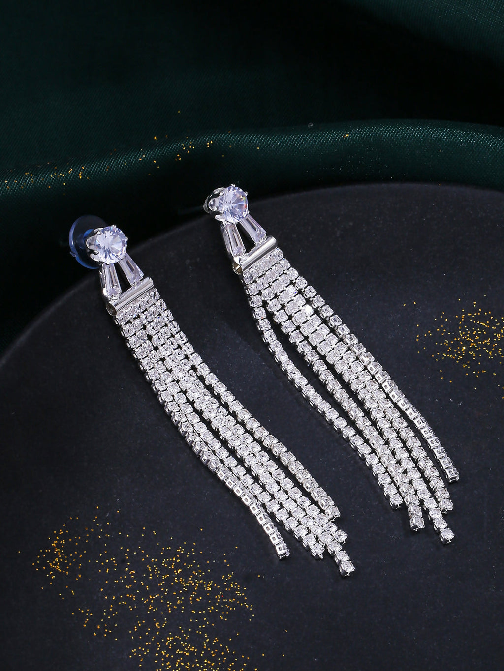 NVR Women Silver Toned Contemporary Drop Earrings | Grocsy