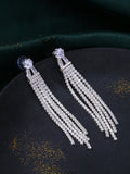 NVR Women Silver Toned Contemporary Drop Earrings | Grocsy