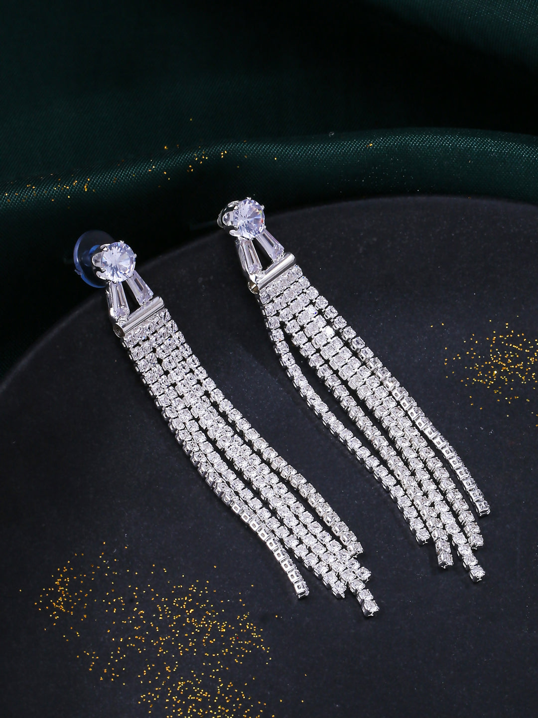NVR Women Silver Toned Contemporary Drop Earrings | Grocsy