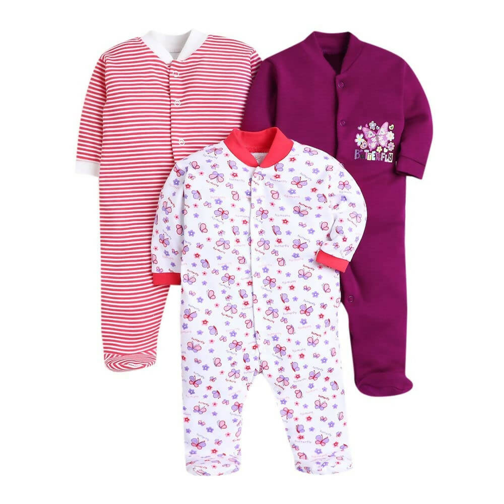 Daddy - G Rompers/Sleepsuits/Jumpsuit /Night Suits for New Born Babies - Purple | Grocsy