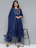 HERE&NOW Ethnic Motifs Embroidered Gotta Patti Kurta With Trousers & With Dupatta | Grocsy