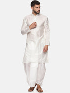 Sethukrishna Men White Solid Kurta with Dhoti Pants | Grocsy