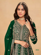 Anaita Green Faux Georgette Stitched Anarkali Suit with Heavy Embroidery Work | Grocsy