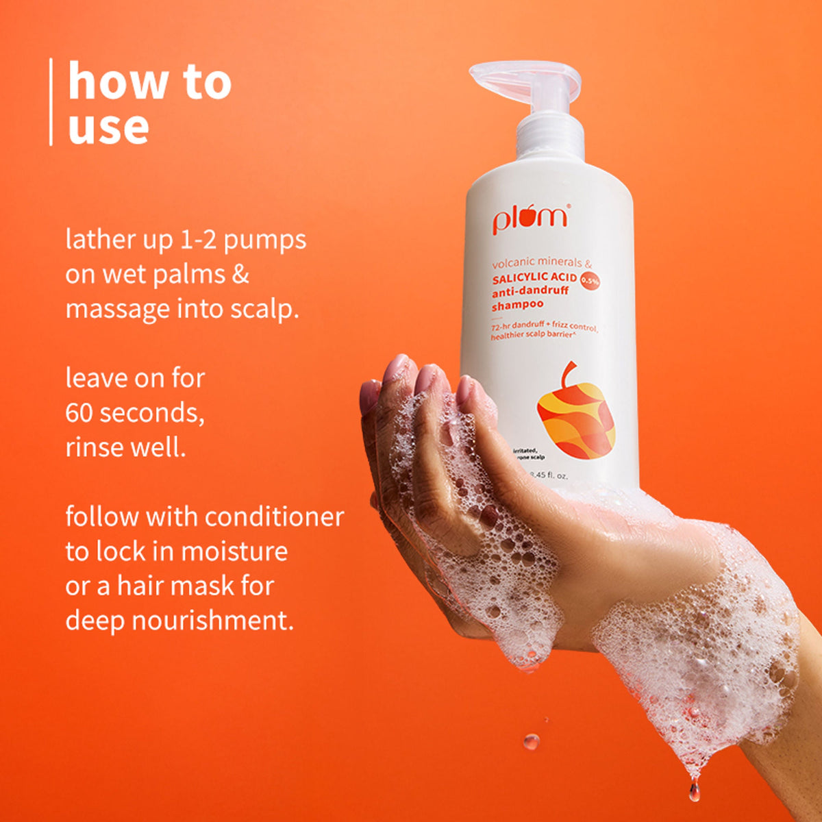 Plum Anti-Dandruff Shampoo with Volcanic Minerals 0.5% Salicylic Acid, 72hr Dandruff & Frizz Control | Grocsy