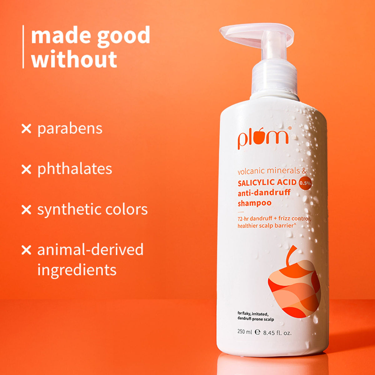 Plum Anti-Dandruff Shampoo with Volcanic Minerals 0.5% Salicylic Acid, 72hr Dandruff & Frizz Control | Grocsy