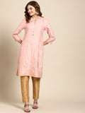 Sangria Women Pink & Yellow Ethnic Motifs Printed Kurta | Grocsy