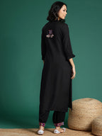 Sangria Embroidered Tassel Detail Kurta with Salwar | Grocsy