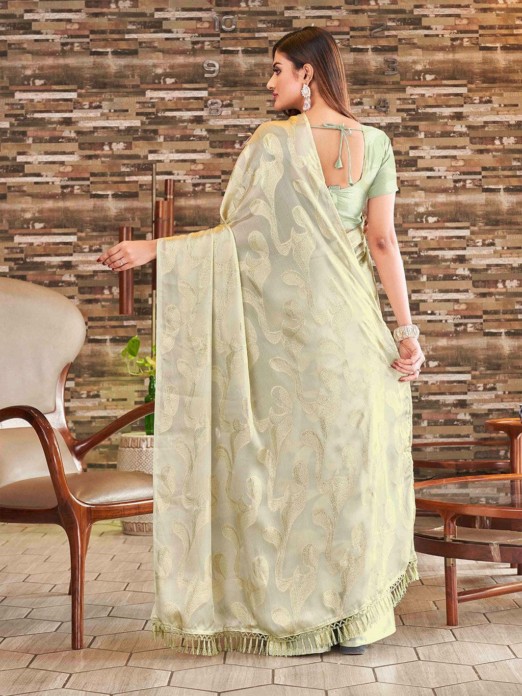 Tikhi Imli Embellished Jacquard Satin Ready to Wear Saree | Grocsy