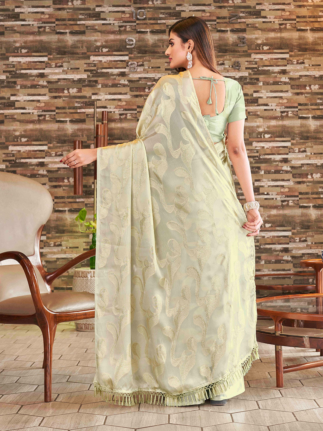 Tikhi Imli Embellished Jacquard Satin Ready to Wear Saree | Grocsy