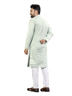 Anaita Sky_Blue Lucknowi Work Silk Straight Kurta | Grocsy