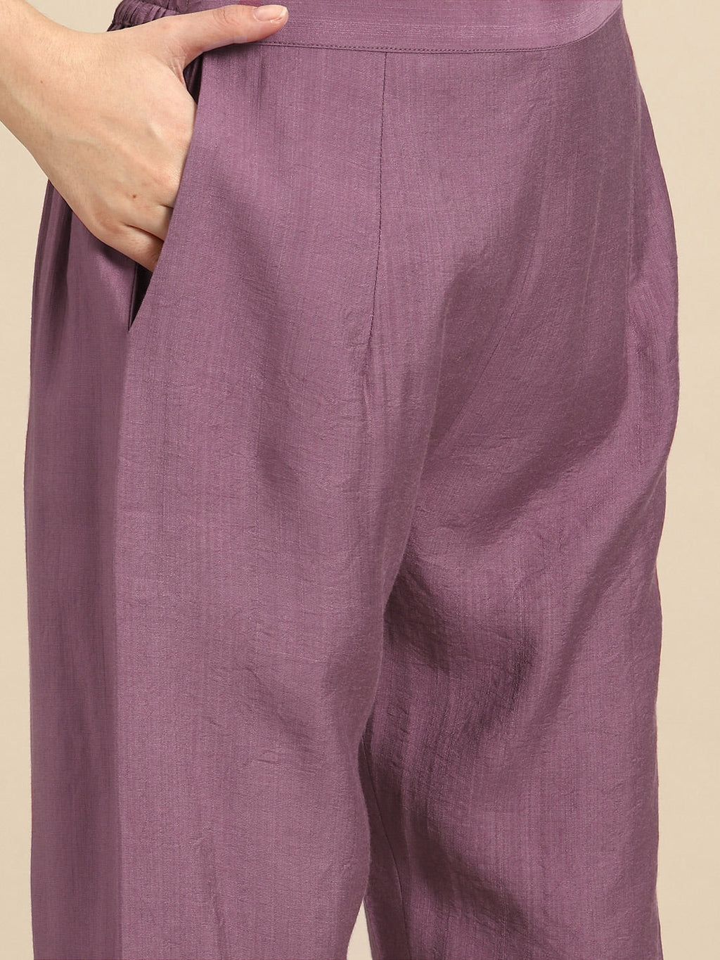 Sangria Ethnic Motifs Embroidered Thread Work Kurta With Trousers | Grocsy
