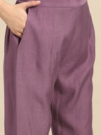Sangria Ethnic Motifs Embroidered Thread Work Kurta With Trousers | Grocsy