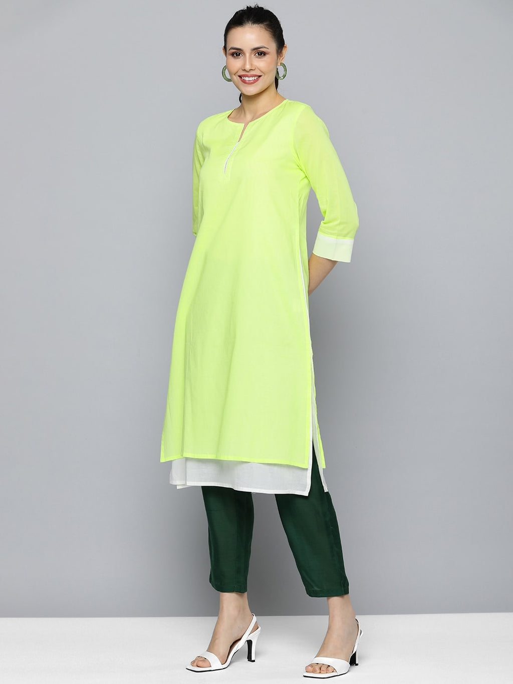 HERE&NOW Women Pure Cotton Solid Straight Kurta | Grocsy