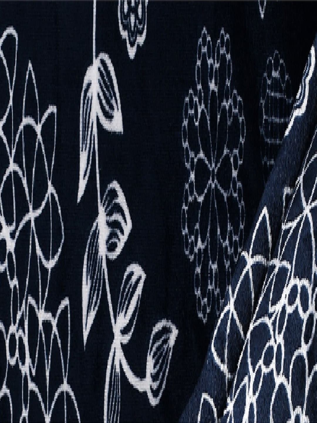 Stylespace by Isha Navy Blue & White Floral Velvet 300 TC Fitted King Bedsheet Set | Grocsy
