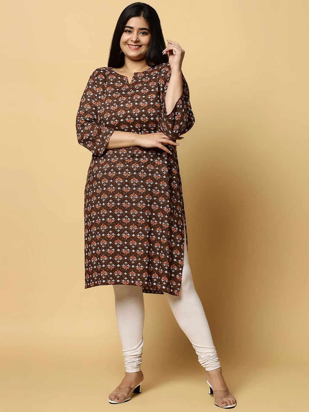 Sztori Plus Size Ethnic Motifs Printed Pure Cotton Kurta | Grocsy