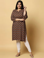 Sztori Plus Size Ethnic Motifs Printed Pure Cotton Kurta | Grocsy