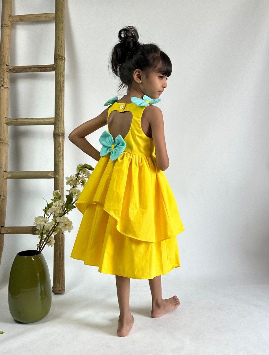 ArthLife Yellow Pepa Rainbow Partywear Dress | Grocsy