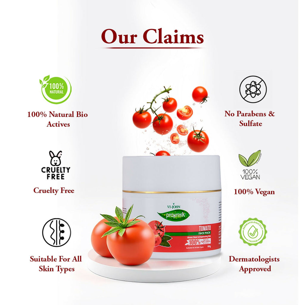 VI-JOHN Prakritik Tomato Face Pack Removes Tanning & Dead Cells Made With 100% Natural Bio Actives | Grocsy