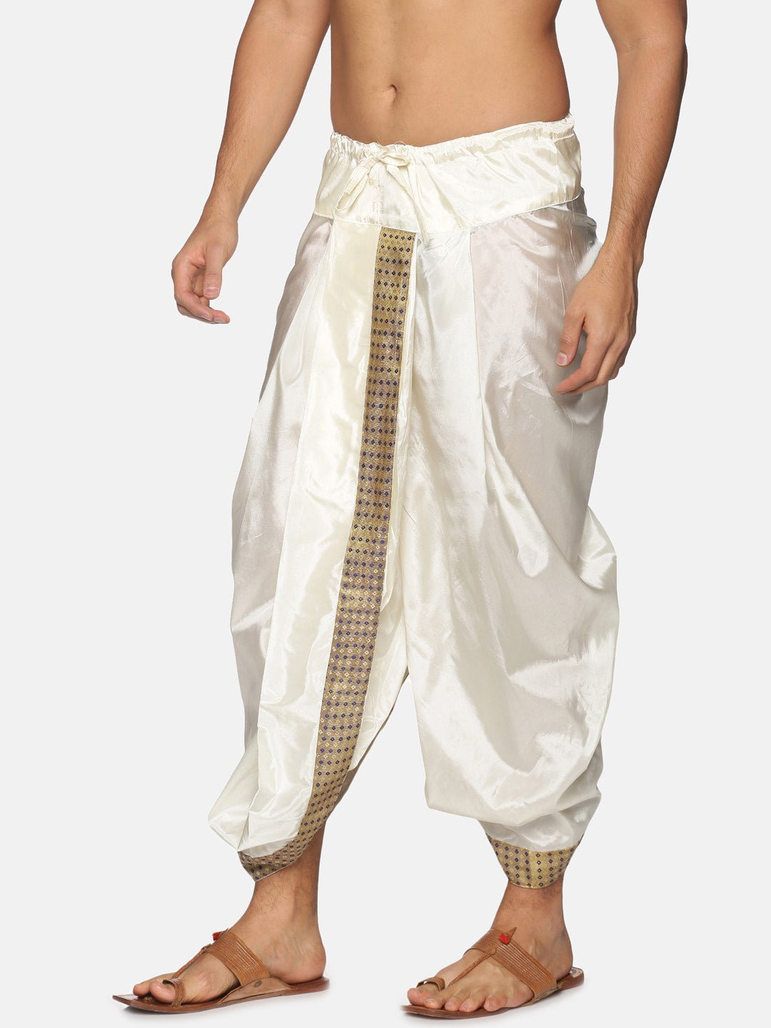 Sethukrishna Men Cream Men Solid Dhoti Pant | Grocsy