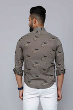 Miravan Men's Grey Floral Print Casual Shirt | Grocsy