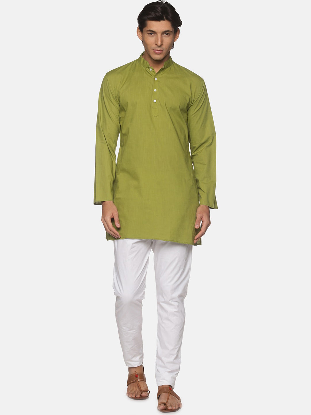 Sethukrishna Men Green Pure Cotton Kurta with Pyjamas | Grocsy