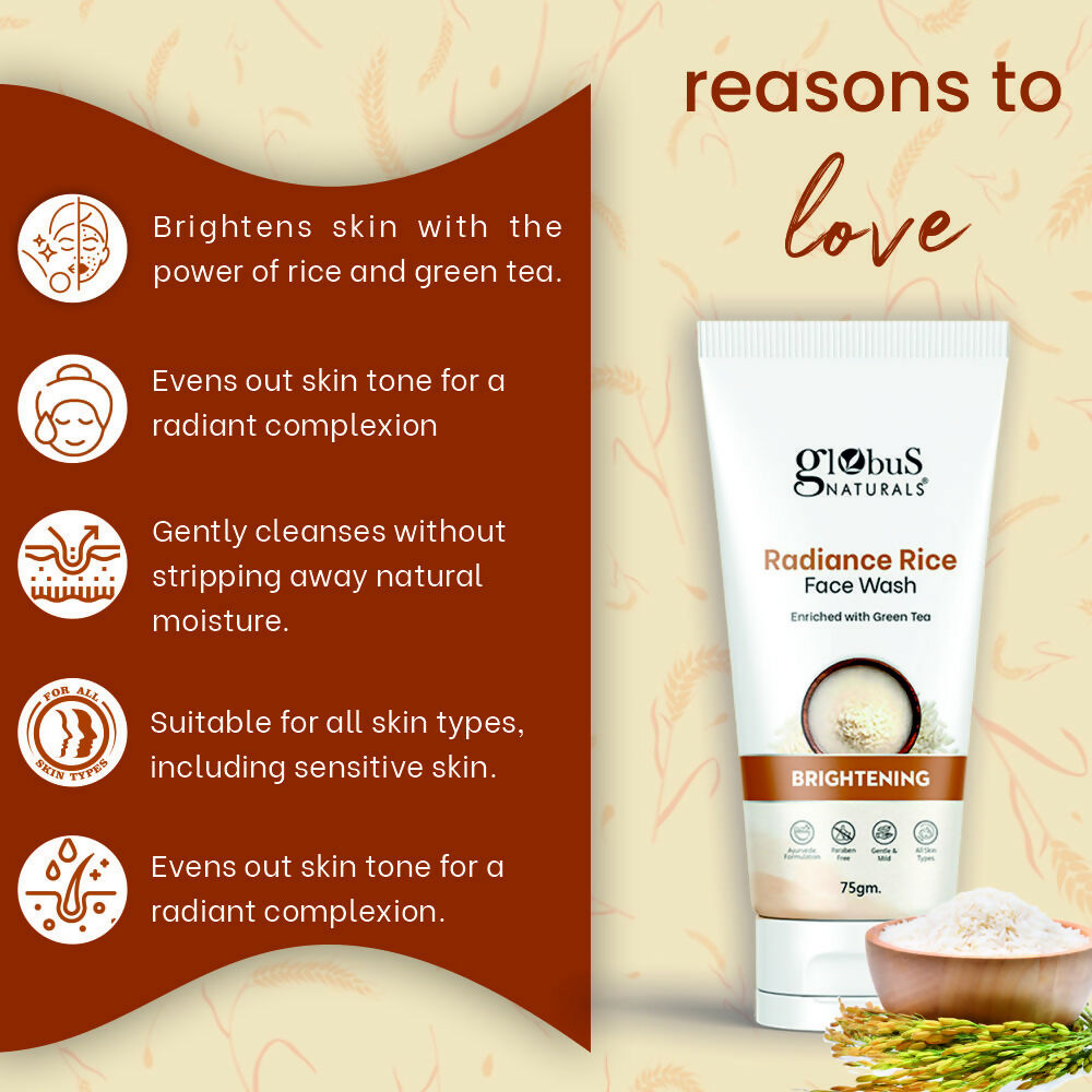 Globus Naturals Radiance Rice Face Wash | Grocsy