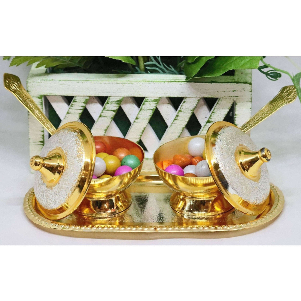 Chahat Premium Living Brass Supari Set | Grocsy
